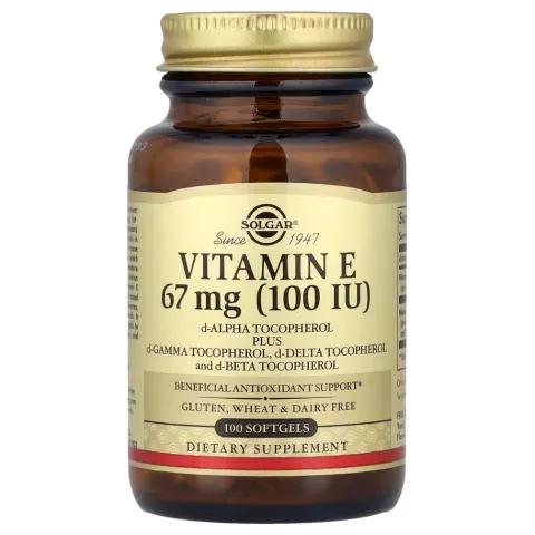 Solgar, Vitamin E, Витамин E, 67 мг (100 МЕ), 100 мягких таблеток