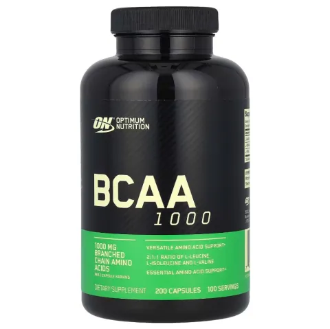 Optimum Nutrition, BCAA 1000, аминокислоты с разветвлённой цепью, 200 капсул