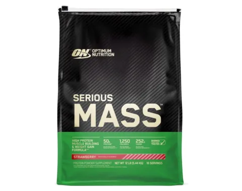 Optimum Nutrition, Serious Mass, Gainer, qulupnay ta'mli, 5,44 kg