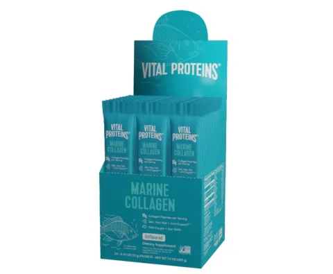 Vital Proteins, Dengiz yovvoyi baliqlari kollageni, ta'msiz, 10 g lik 20 ta paketcha