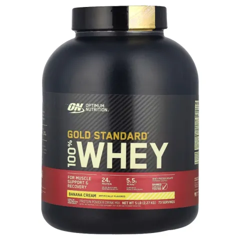 Optimum Nutrition, 100% Whey сывороточный протеин, банановый крем, 2.27 кг
