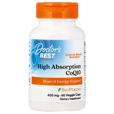 Doctors Best, коэнзим Q10 с Биоперином, CoQ10 with BioPerine, 400 мг, 60 растительных капсул