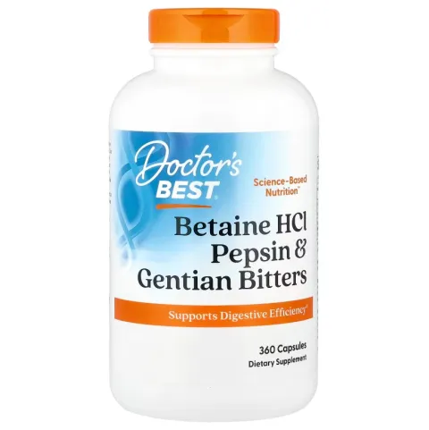 Doctors Best, Betaine HCL, бетаин гидрохлорид + пепсин, 360 капсул
