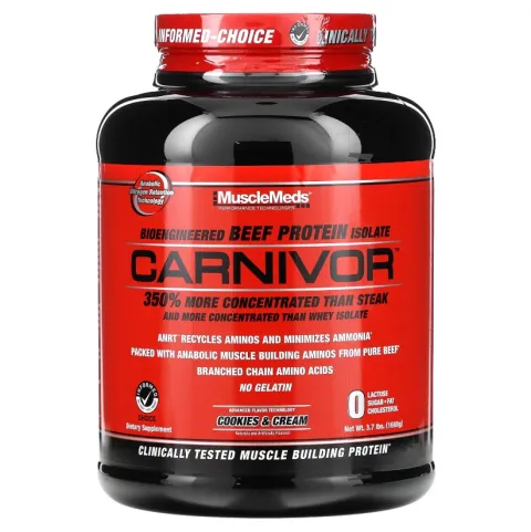 MuscleMeds, Carnivor, биоинженерный изолят говяжьего протеина, печенье и сливки, 1680 г