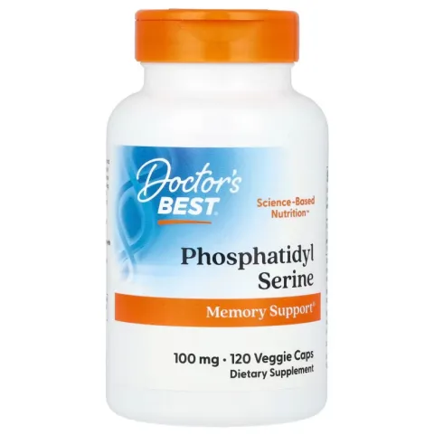 Doctors Best, фосфатидилсерин с SerinAid, PhosphatidylSerine with SerinAid, 100 мг, 120 растительных капсул