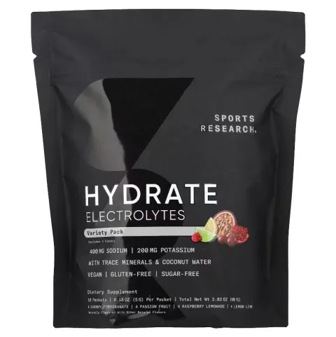 Sports Research, Hydrate Electrolytes, набор, 16 стиков по 5 г
