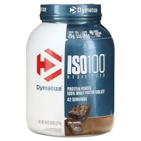 Dymatize, ISO100, gidrolizlangan 100% zardob oqsili izolyati, brauni ta'mi, 1.37 kg