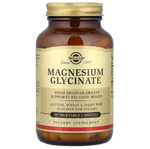 Solgar, Глицинат магния, Magnesium Glycinate, 90 растительных капсул