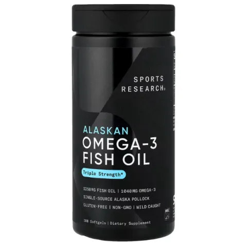 Sports Research, аляскинский рыбий жир с омега-3, Omega-3,тройная сила 1250 мг, 180 капсул