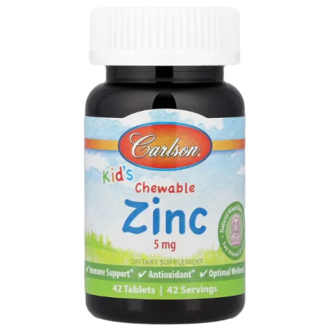 Carlson, Kids Chewable Zinc, жевательный цинк для детей, ягодная смесь, 5 мг, 42 таблетки