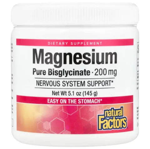 Natural Factors, Magnesium bisglycinate, Бисглицинат магния, 200 мг, 120 г