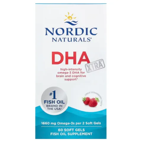 Nordic Naturals, DHA Xtra, Экстра ДГК, со вкусом клубники, 60 капсул