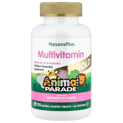 NaturesPlus, Animal Parade Gold, мультивитамины для детей, со вкусом арбуза, 120 таблеток