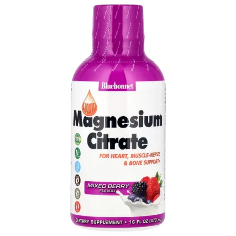 Bluebonnet Nutrition, Liquid Magnesium Citrate, жидкий цитрат магния, вкус ягодной смеси, 473 мл