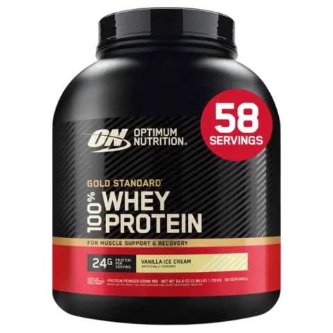 Optimum Nutrition, Gold Standard 100% Whey, сывороточный протеин, со вкусом ванильного мороженого, 1,79 кг