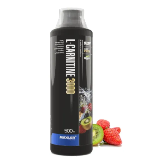 Maxler, L-carnitine, жидкий Л-карнитин 3000 мг, клубника-киви, 500 мл