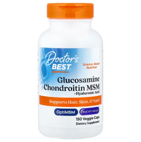 Doctors Best, глюкозамин, хондроитин и МСМ с гиалуроновой кислотой, Glucosamine Chondroitin MSM + Hyaluronic Acid, 150 вегетарианских капсул