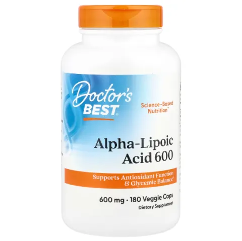 Doctors Best, альфа-липоевая кислота 600, 600 мг, 180 вегетарианских капсул