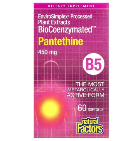 Natural Factors, BioCoenzymated, B5, пантетин, 450 мг, 60 капсул