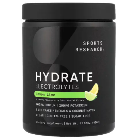 Sports Research, Hydrate Electrolytes, электролиты, лимон и лайм, 450 г