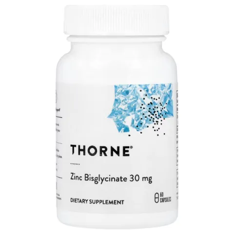 Thorne, Zinc Bisglycinate, бисглицинат цинка, 30 мг, 60 капсул