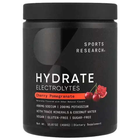 Sports Research, Hydrate Electrolytes, электролиты, вишня и гранат, 450 г