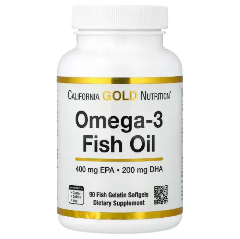 California Gold Nutrition, омега-3, рыбий жир, триглицерид, 1000 мг, 90 капсул из рыбьего желатина