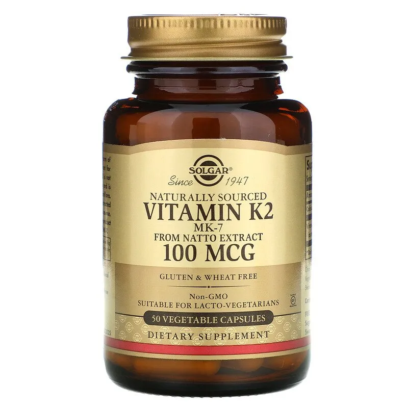 Solgar, tabiiy vitamin K2, 100 mkg, 50 sabzavotli kapsula