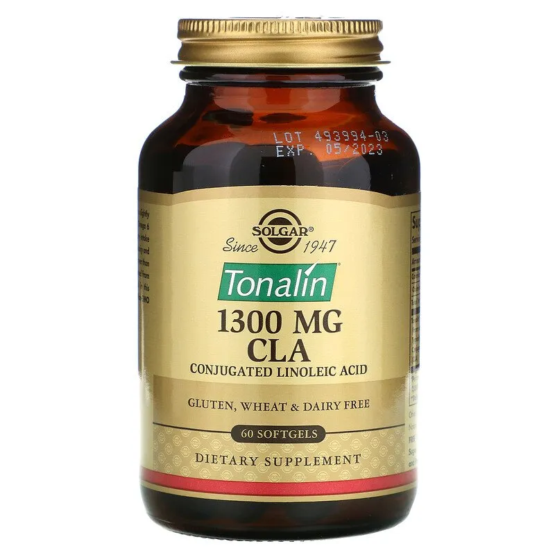 Solgar, Tonalin CLA, Konjugatsiyalangan linoleik kislota (CLA), 1300 mg, 60 geleviy kapsula