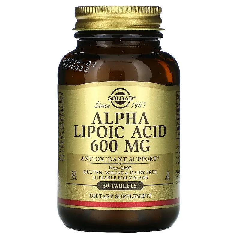 Solgar, Alfa-lipoik kislota, 600 mg, 50 tabletka
