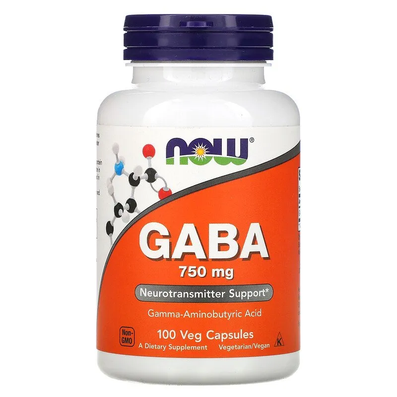 Now Foods, GABA, 750 mg, 100 vegetarian kapsulalari