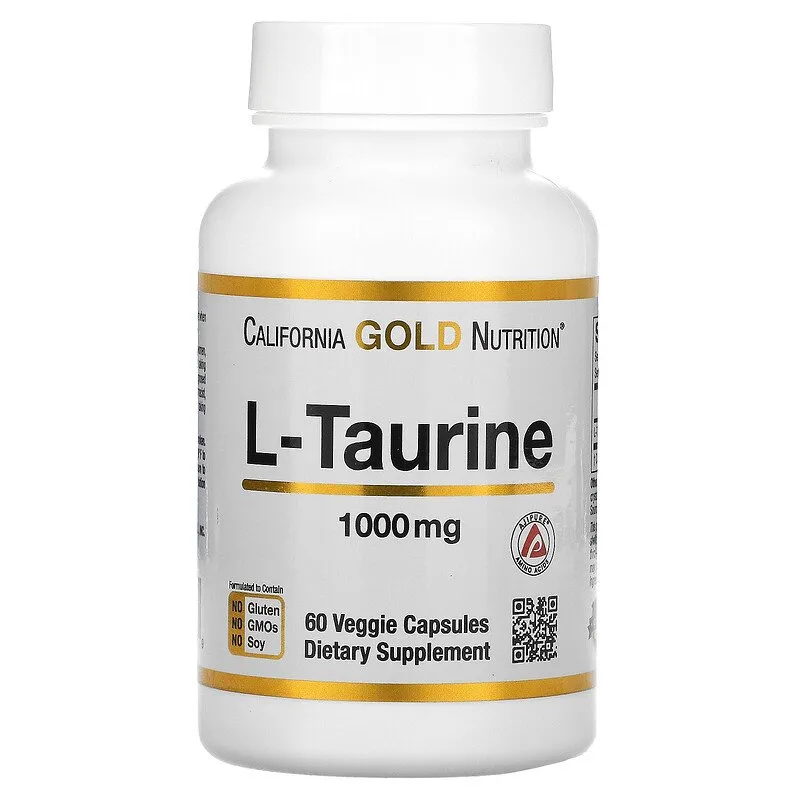California Gold Nutrition, L-taurin, AjiPure, 1000 mg, 60 o‘simlik kapsulasi