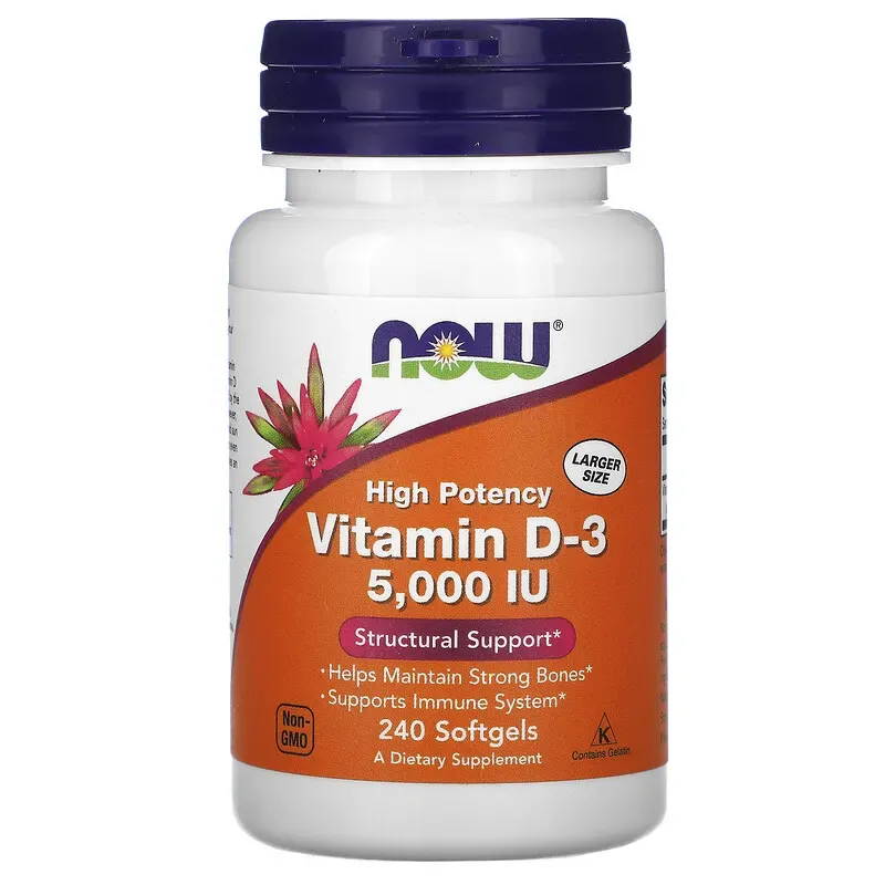 NOW Foods, D3 vitamini, 125 mkg (5000 IU), 240 kapsula