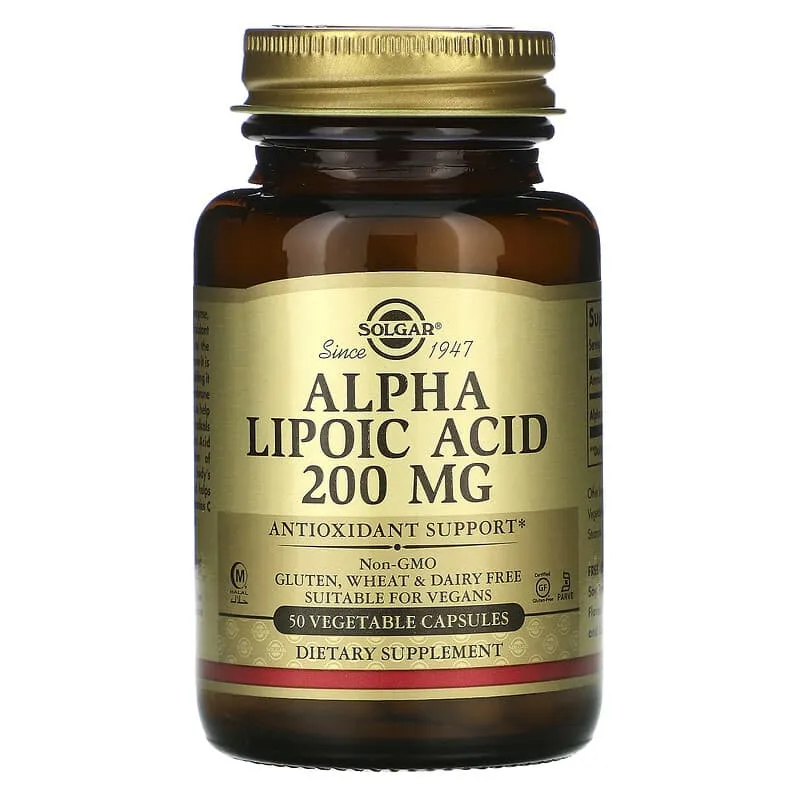 Solgar, alfa lipoik kislota, 200 mg, 50 kapsula