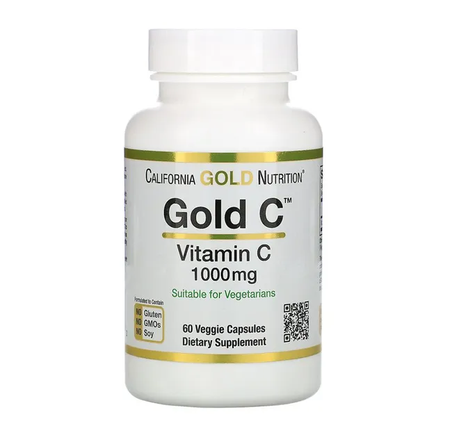 California Gold Nutrition, Gold C, витамин C, 1000 мг, 60 вегетарианских капсул
