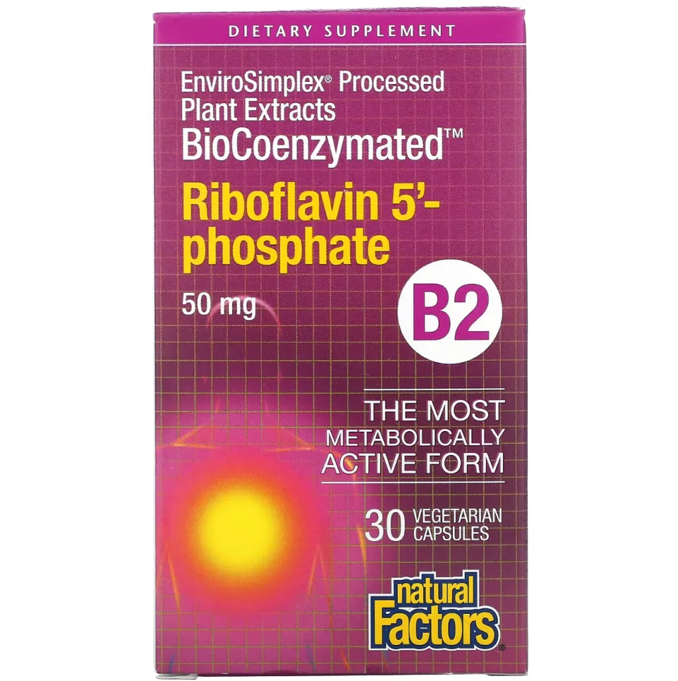 Natural Factors, biokoenzimlangan, B2, riboflavin 5-fosfat, 50 mg, 30 kapsula
