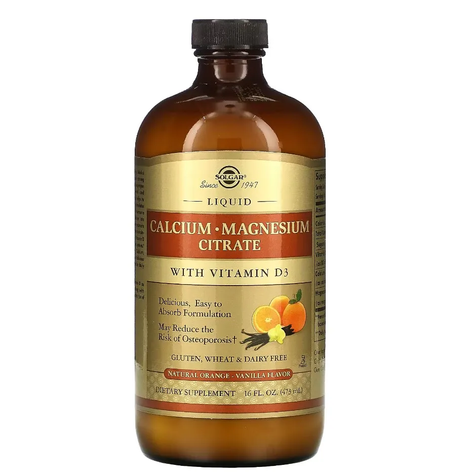 Solgar, suyuq kaltsiy magniy bilan + d3, 16 fl oz (473 ml)