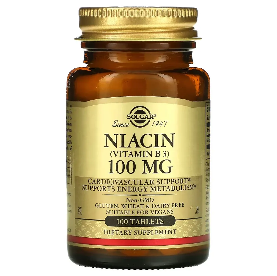 Solgar, Niatsin (vitamin B3), 100 mg, 100 tabletka