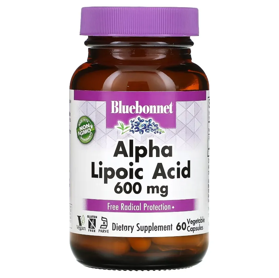 Bluebonnet Nutrition, Альфа-липоевая кислота, Alpha Lipoic Acid, 600 мг, 60 растительных капсул