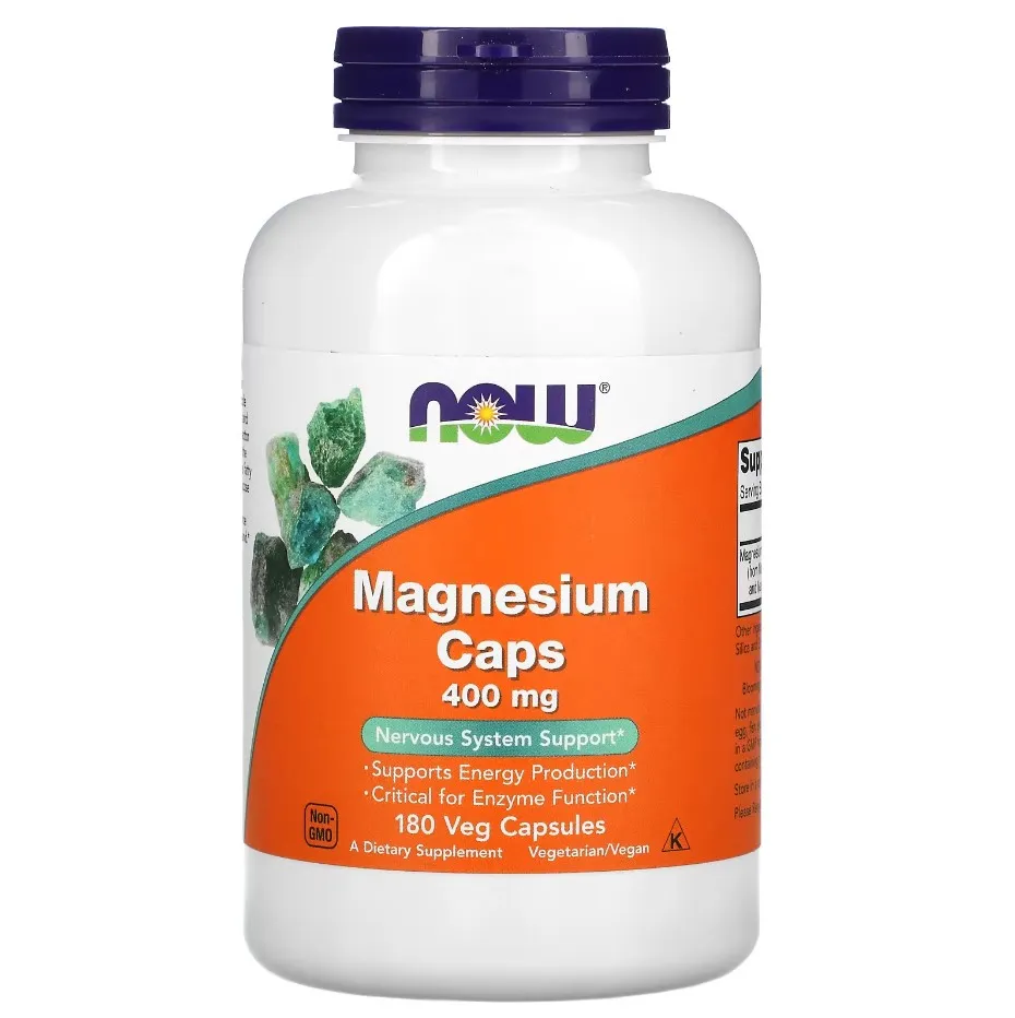 NOW Foods, magniy, 400 mg, 180 sabzavotli kapsulalar