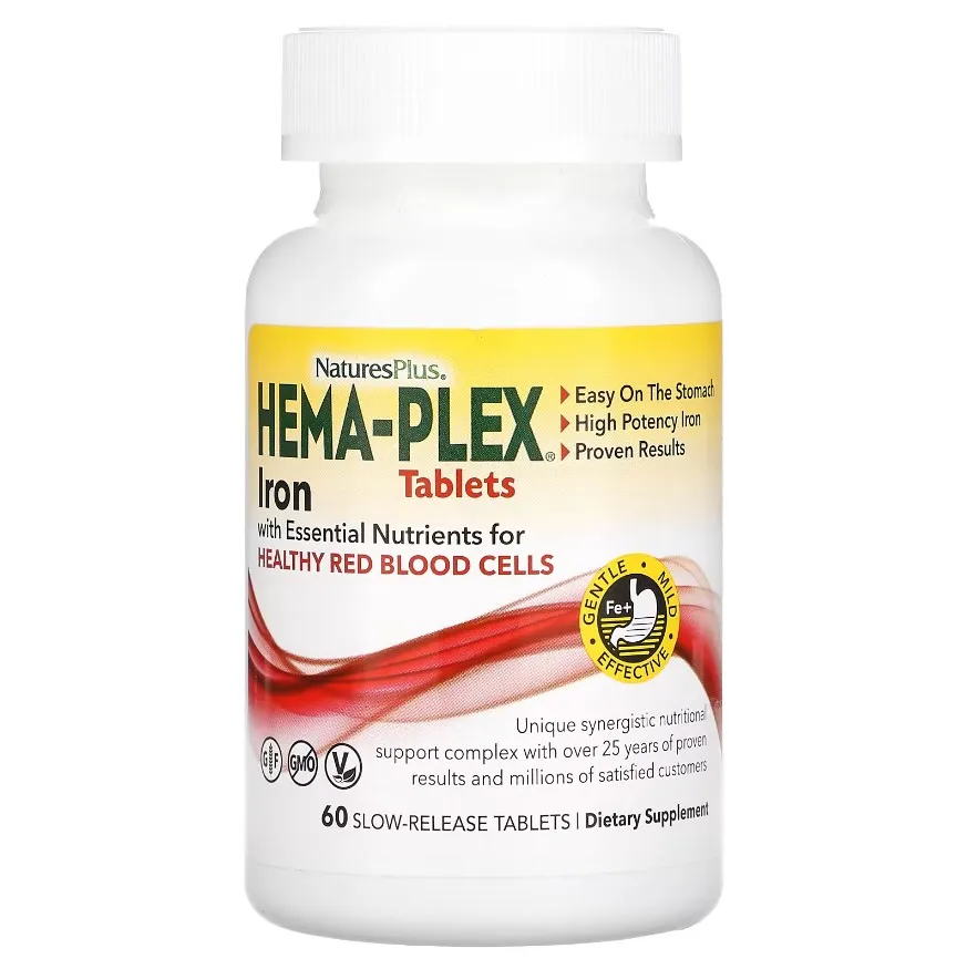 NaturesPlus, Hema-Plex,Temir, 60 planshet