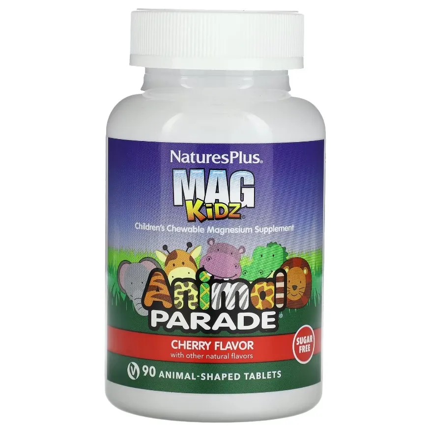 Nature's Plus, Animal Parade, MagKidz, магний для детей,вишневый вкус, 90 таблеток