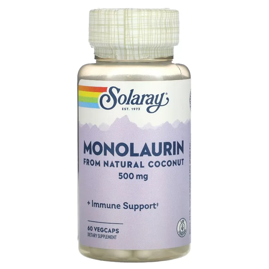 Solaray, Monolaurin, 500 mg, 60 sabzavotli kapsulalar