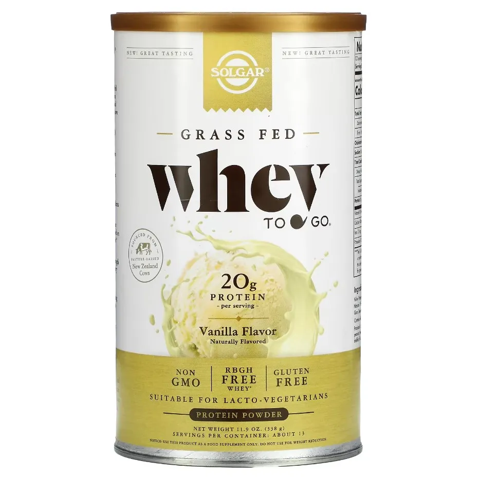 Solgar, Whey To Go, протеиновый порошок, Protein Powder, с ванильным вкусом, 338 г (11,9 унции)