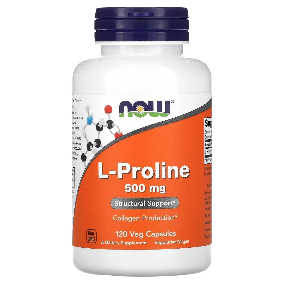 NOW Foods, Л-пролин, L-Proline, 500 мг, 120 растительных капсул