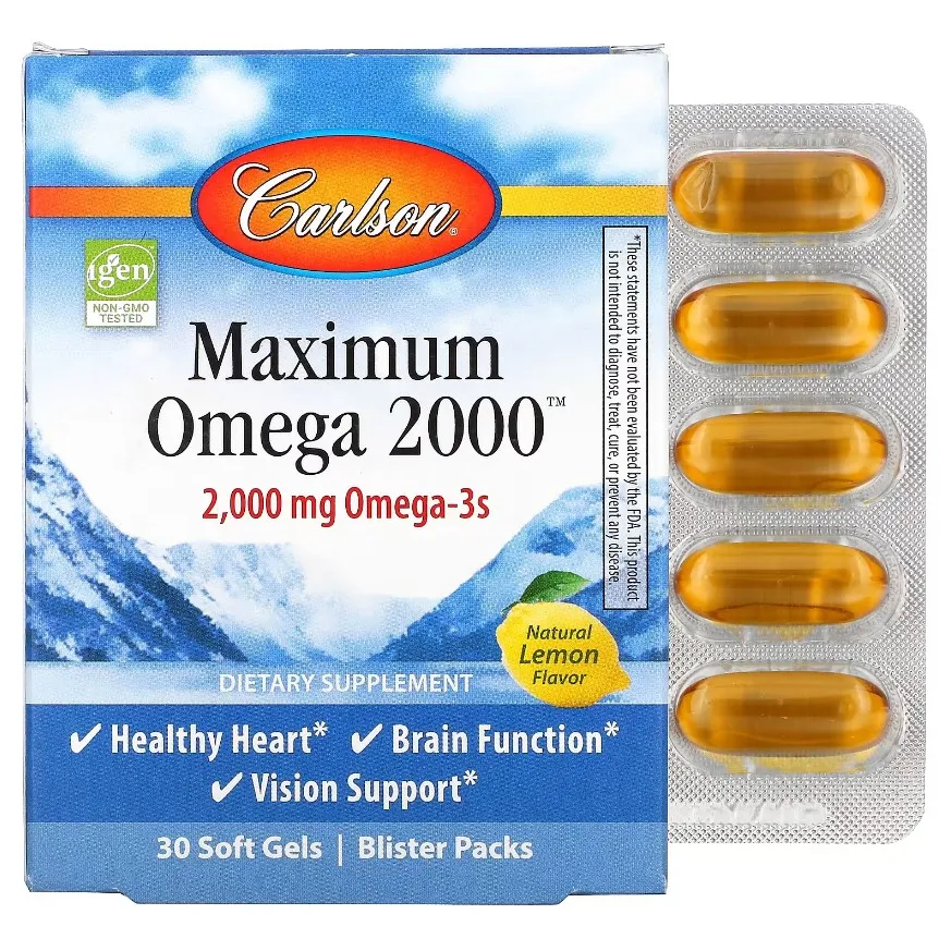 Carlson, Maksimal Omega 2000, 1000 mg, 30 geleviy kapsula