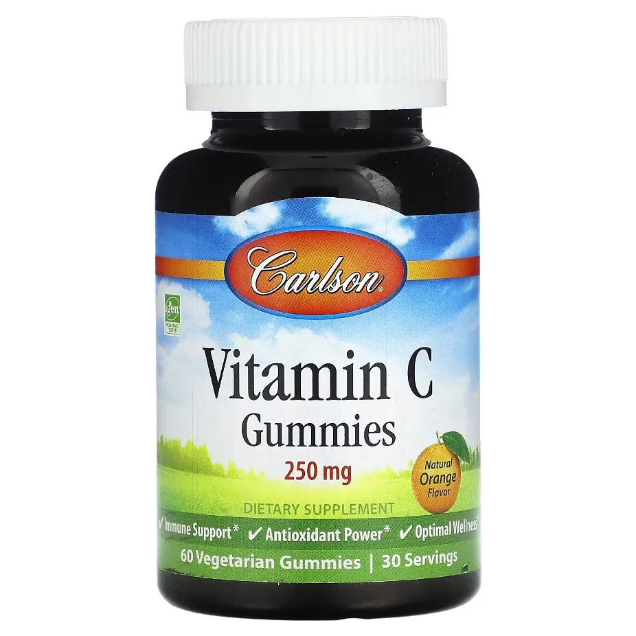 Carlson, Жевательный витамин C, Vitamin C Gummies, 250 мг, 60 мармеладок