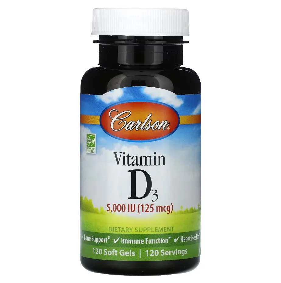 Carlson, Vitamin D3, 125 mg (5000 IU), 120 geleviy kapsula