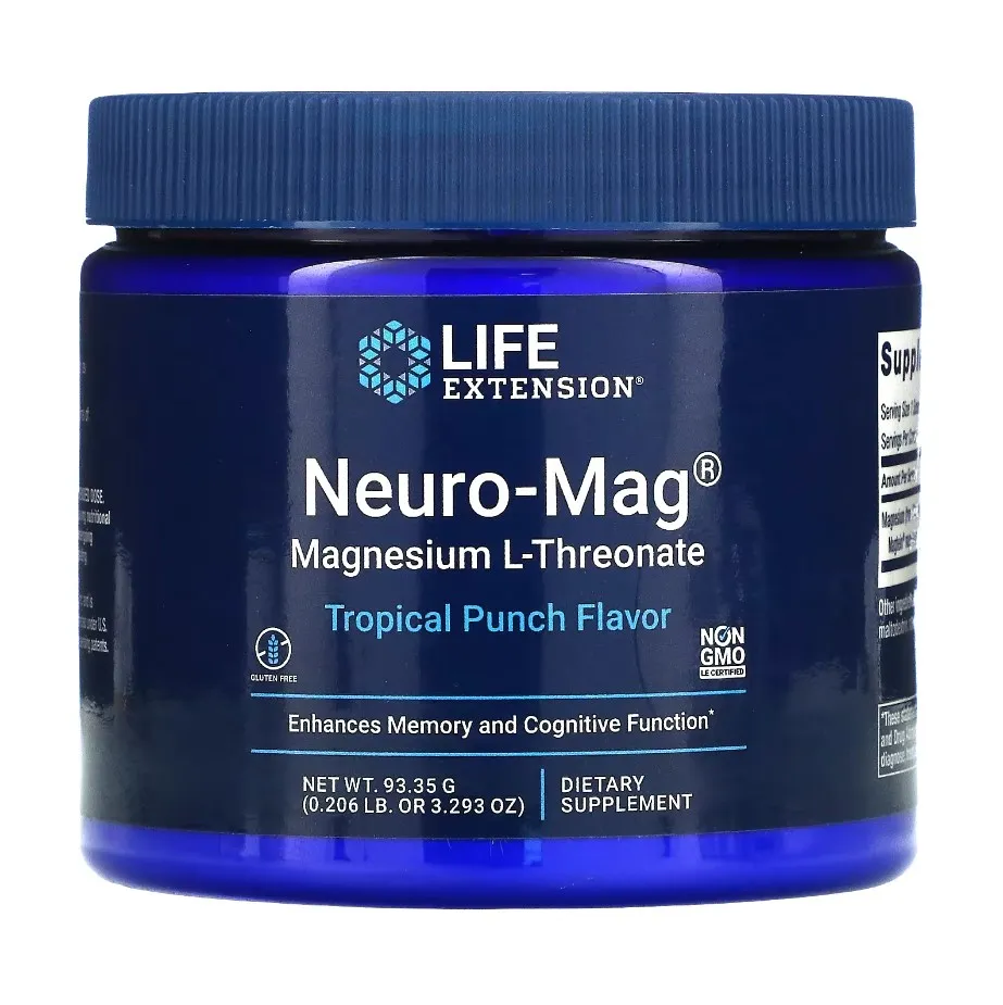 Life Extension, Neuro-Mag, магний Л-треонат, вкус тропического пунша, 93,35 г
