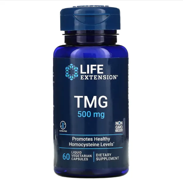 Life Extension, TMG, Trimetilglisin, 500 mg, 60 vegetarian suyuqlik kapsulalari
